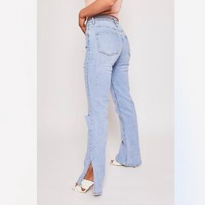 NWT Misguided Split Hem Light wash Ripped Jeans Size 10